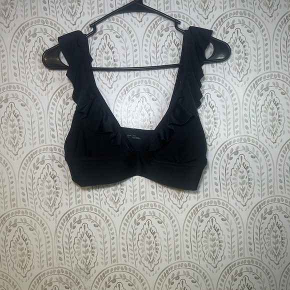 aerie Other - Aerie Black Ruffle Triangle Bikini Top Swimwear Size Large